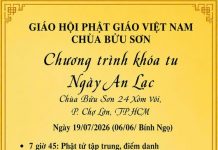 Thông báo khóa tu Ngày an lạc 19/7/2026