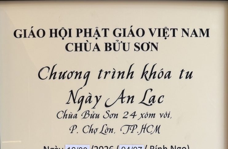 Thông báo khoa tu an lạc ngày 16/8/2026