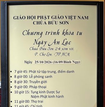 Thông báo khoá tu an lạc ngày 25/10/2026