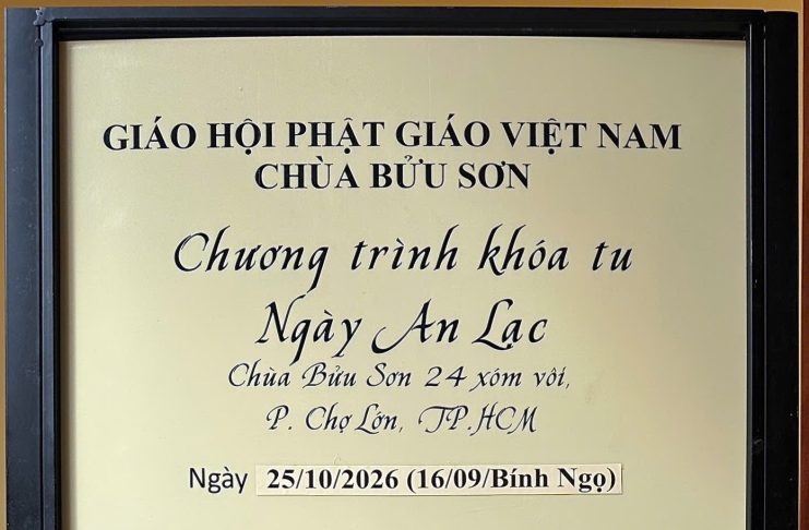 Thông báo khoá tu an lạc ngày 25/10/2026